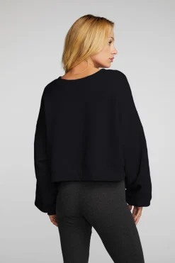 Women Chaser Brand Zuma Cotton Terry Cropped Crewneck Pullover