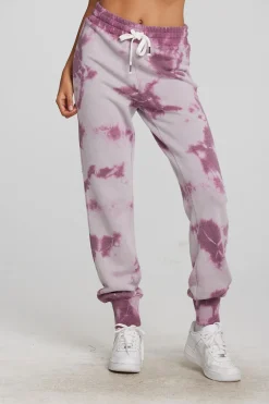 Women Chaser Brand Zuma Cotton Terry Joggers With Rib And Shoestring Tie