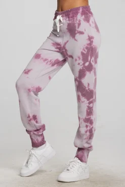 Women Chaser Brand Zuma Cotton Terry Joggers With Rib And Shoestring Tie