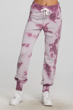 Women Chaser Brand Zuma Cotton Terry Joggers With Rib And Shoestring Tie