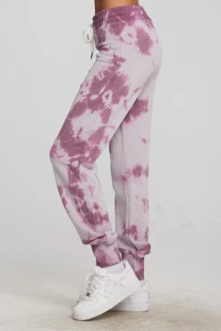 Women Chaser Brand Zuma Cotton Terry Joggers With Rib And Shoestring Tie