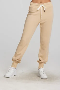 Women Chaser Brand Zuma Cotton Terry Joggers With Rib And Shoestring Tie