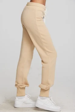 Women Chaser Brand Zuma Cotton Terry Joggers With Rib And Shoestring Tie