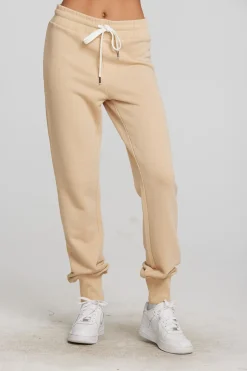 Women Chaser Brand Zuma Cotton Terry Joggers With Rib And Shoestring Tie
