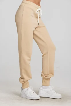 Women Chaser Brand Zuma Cotton Terry Joggers With Rib And Shoestring Tie