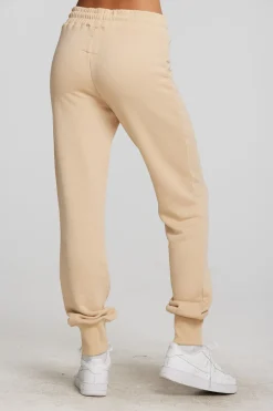 Women Chaser Brand Zuma Cotton Terry Joggers With Rib And Shoestring Tie