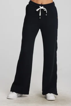 Women Chaser Brand Zuma Cotton Terry Wide Leg Joggers With Button Side Seam