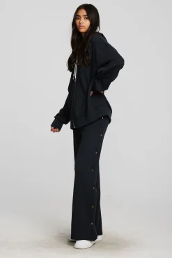 Women Chaser Brand Zuma Cotton Terry Wide Leg Joggers With Button Side Seam