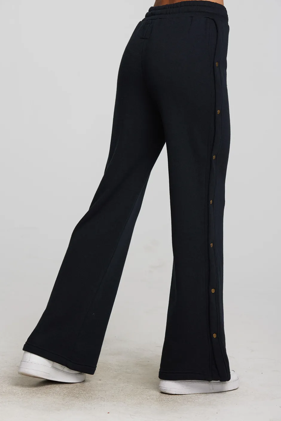 Women Chaser Brand Zuma Cotton Terry Wide Leg Joggers With Button Side Seam