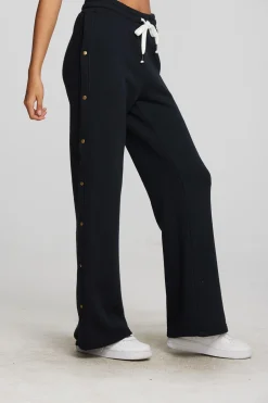 Women Chaser Brand Zuma Cotton Terry Wide Leg Joggers With Button Side Seam