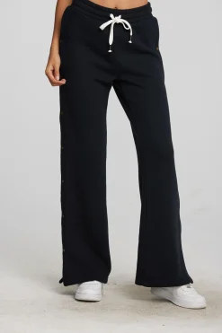 Women Chaser Brand Zuma Cotton Terry Wide Leg Joggers With Button Side Seam