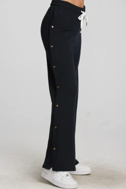Women Chaser Brand Zuma Cotton Terry Wide Leg Joggers With Button Side Seam