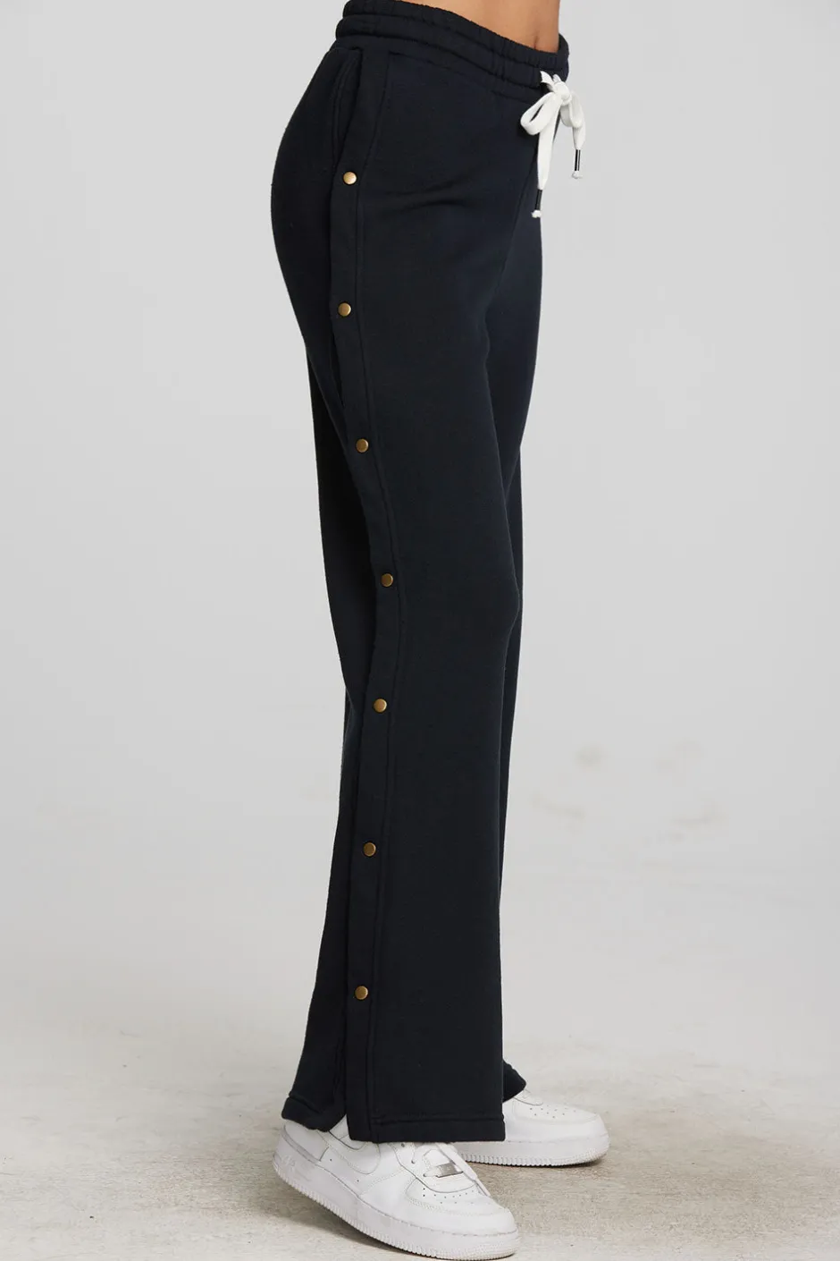 Women Chaser Brand Zuma Cotton Terry Wide Leg Joggers With Button Side Seam