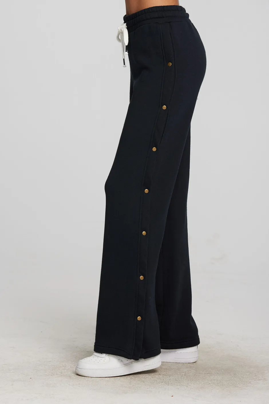Women Chaser Brand Zuma Cotton Terry Wide Leg Joggers With Button Side Seam