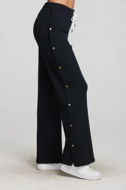 Women Chaser Brand Zuma Cotton Terry Wide Leg Joggers With Button Side Seam