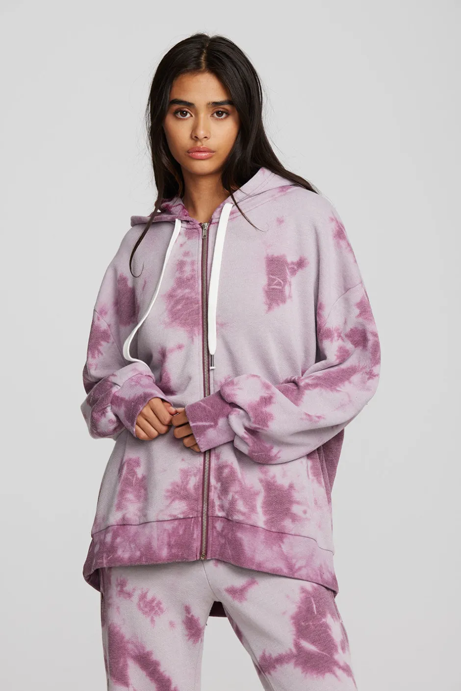 Women Chaser Brand Zuma Cotton Terry Zip Up Hoodie