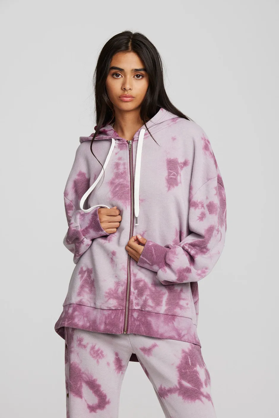 Women Chaser Brand Zuma Cotton Terry Zip Up Hoodie
