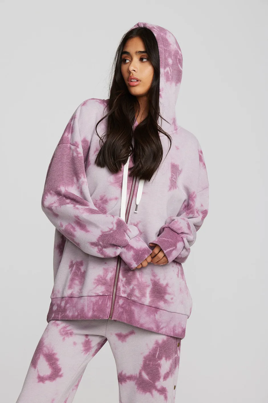 Women Chaser Brand Zuma Cotton Terry Zip Up Hoodie