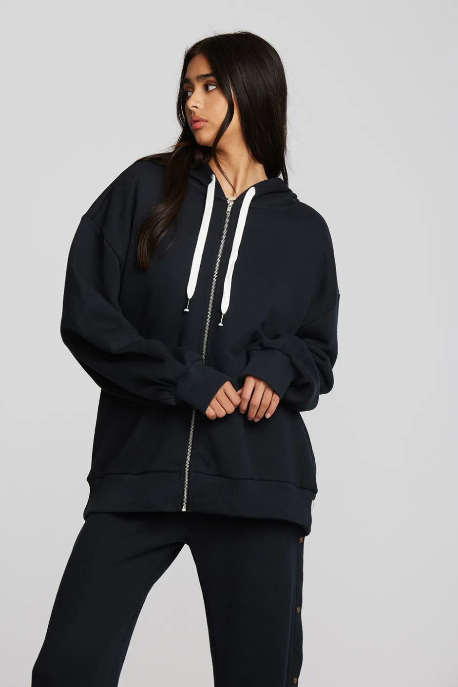 Women Chaser Brand Zuma Cotton Terry Zip Up Hoodie