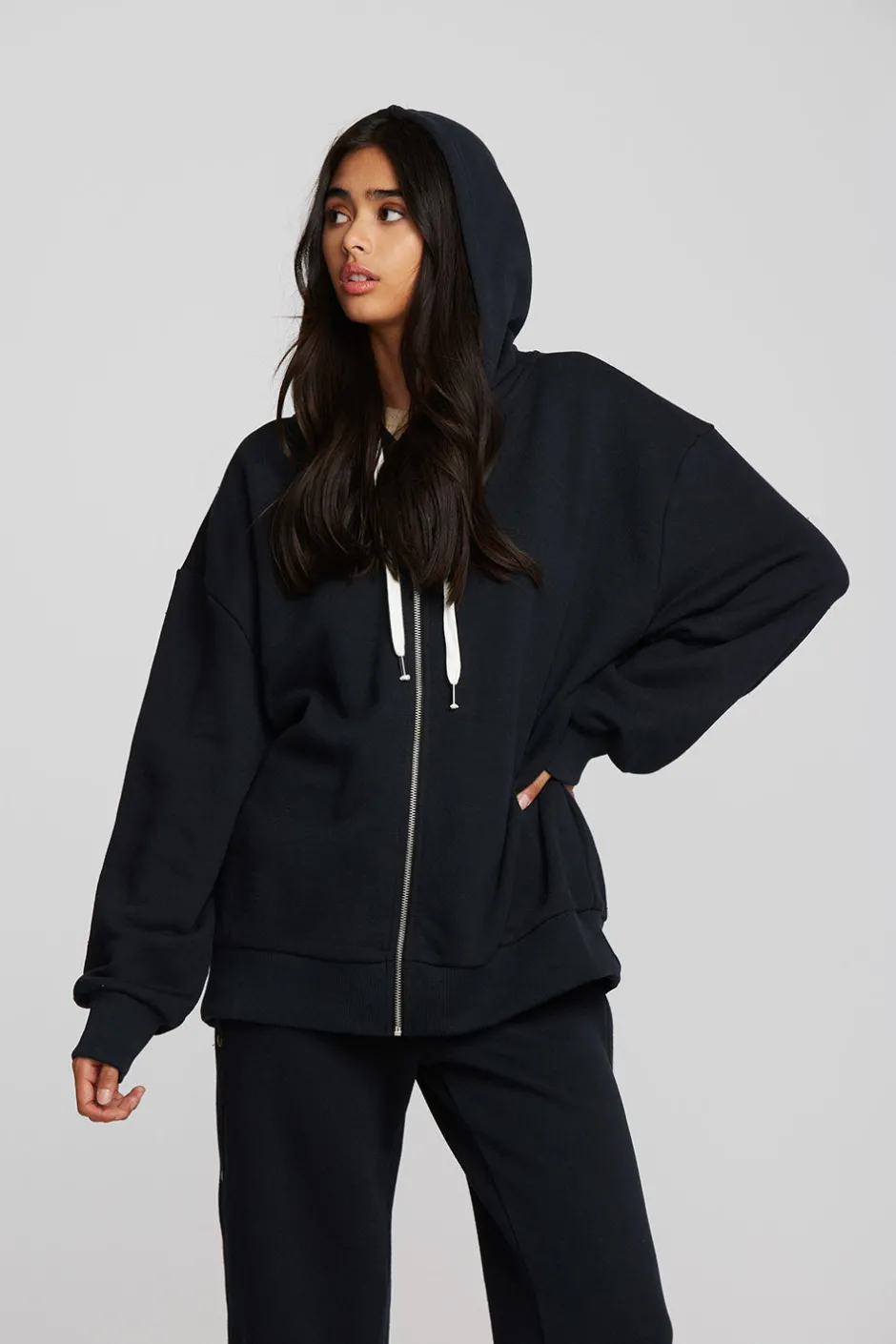 Women Chaser Brand Zuma Cotton Terry Zip Up Hoodie