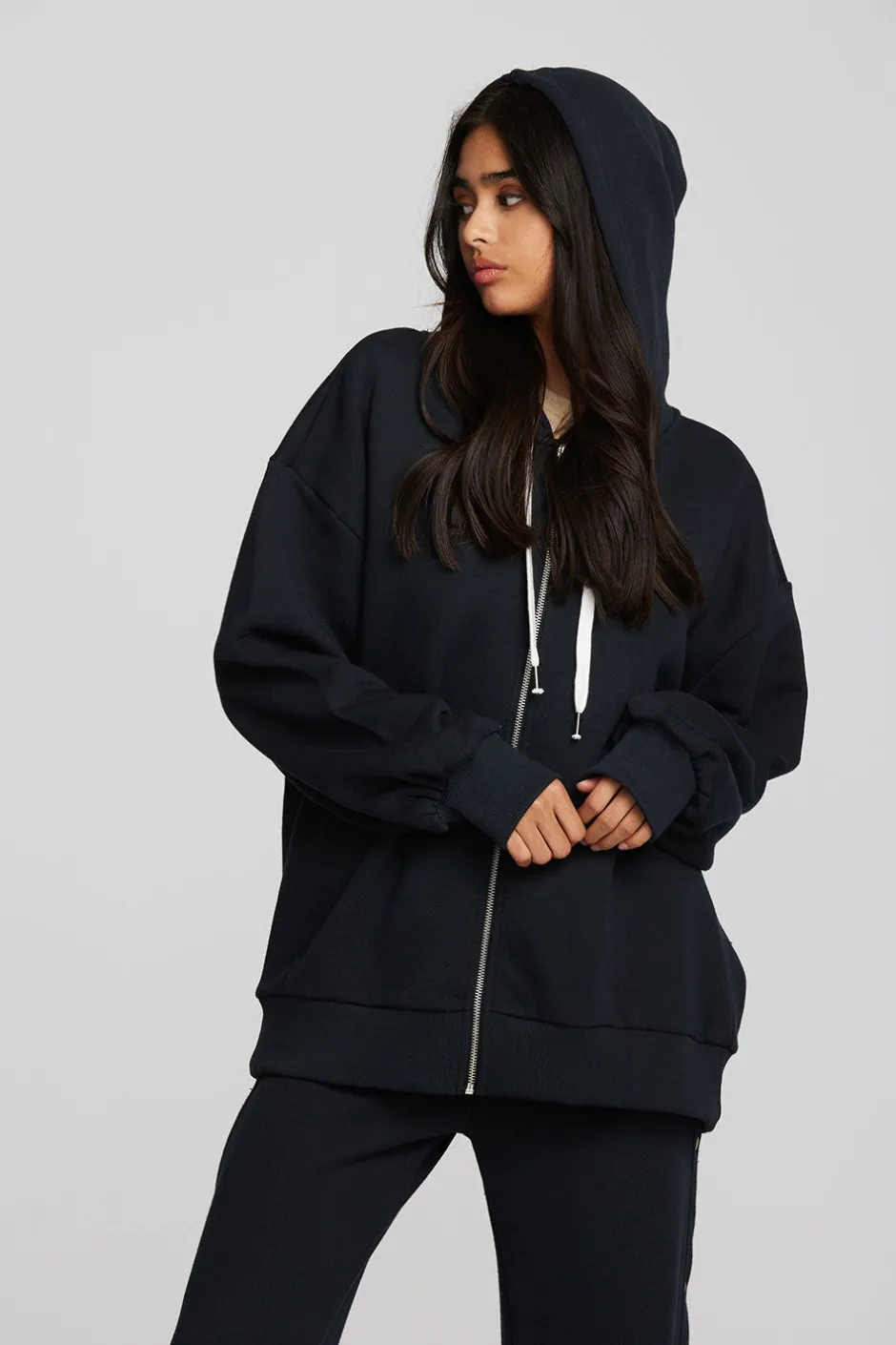 Women Chaser Brand Zuma Cotton Terry Zip Up Hoodie