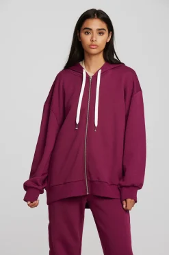 Women Chaser Brand Zuma Cotton Terry Zip Up Hoodie