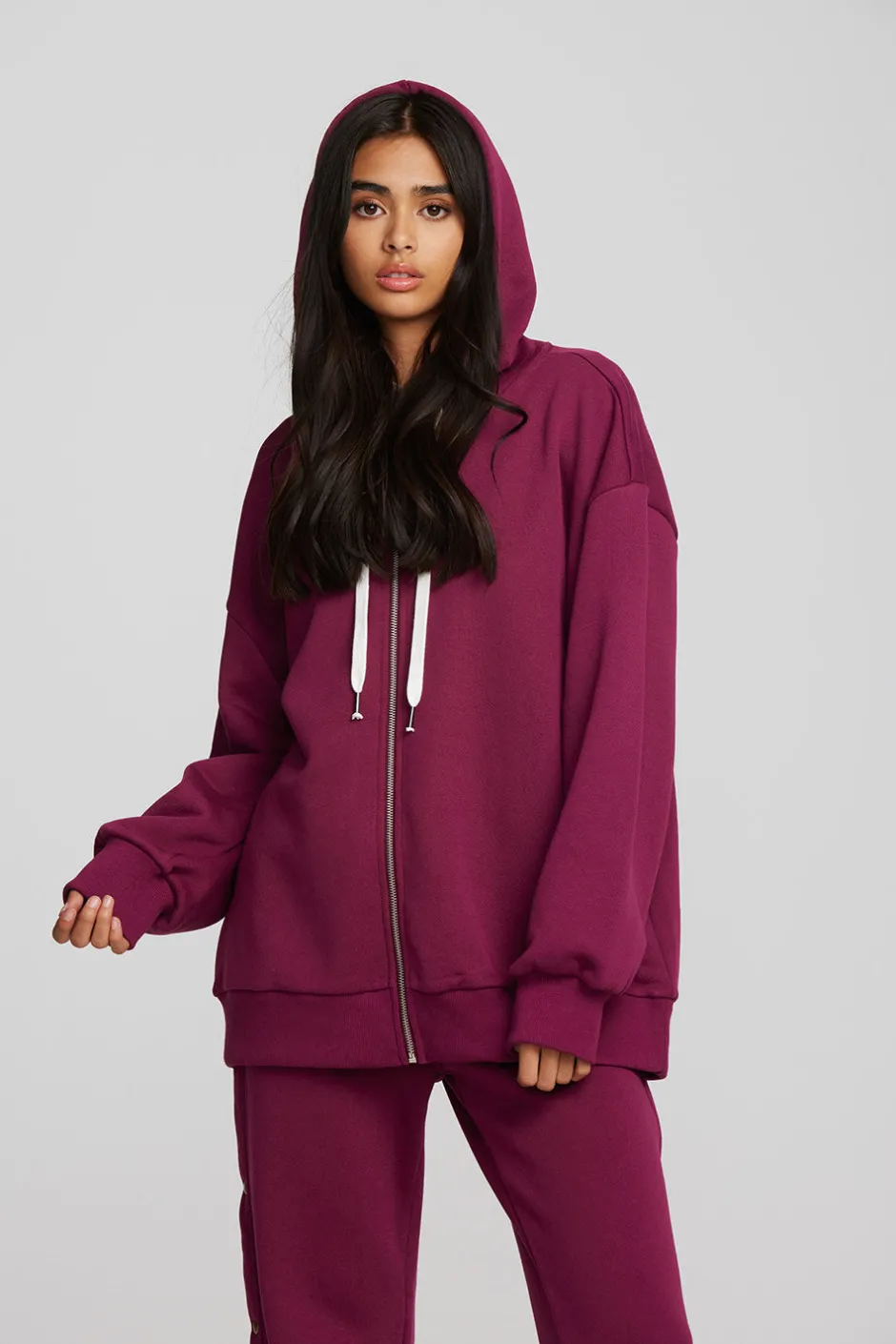 Women Chaser Brand Zuma Cotton Terry Zip Up Hoodie